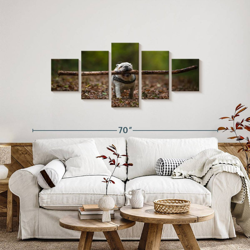 Dog With Stick, 24" H x 55" W