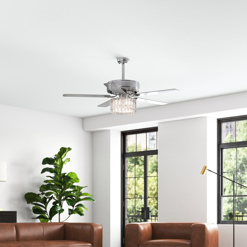 Ventilateur de plafond en cristal à 5 pales Andeee avec télécommande et ensemble d'éclairage inclus