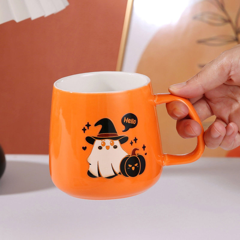 Tasse en céramique avec couvercle Personnalité d'Halloween, A
