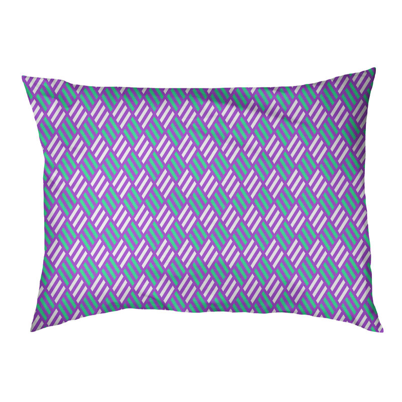 Coussin pour chien à rayures losanges Byrge, Grand (l 42,5 po x P 32,5 po x H 14 po), Bleu / Mauve