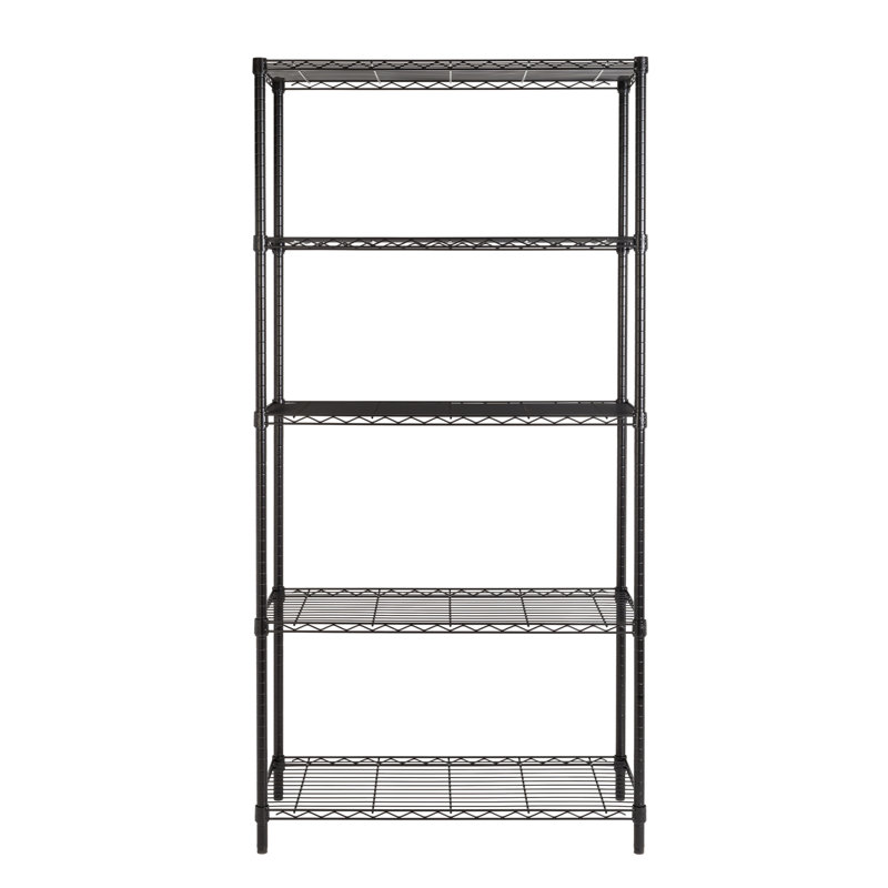 Honey-Can-Do 5-Tier Black Steel Adjustable Shelving Unit