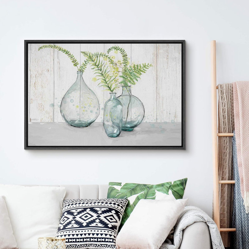 Bouteille d'eucalyptus en bouteille dans un vase en verre avec panneau en bois encadré sur toile, Noir