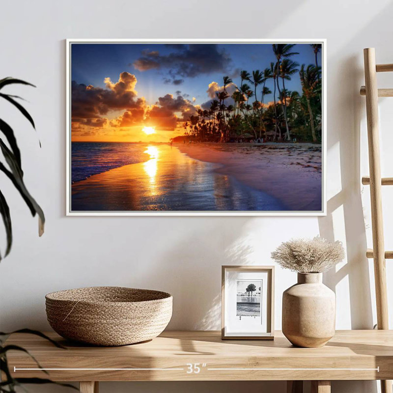 Le matin à Cancun Tommen, Cadre flottant blanc, 40 po x 27 po