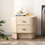 Table de chevet moderne en travertin courbé avec 2 tiroirs, table de chevet beige