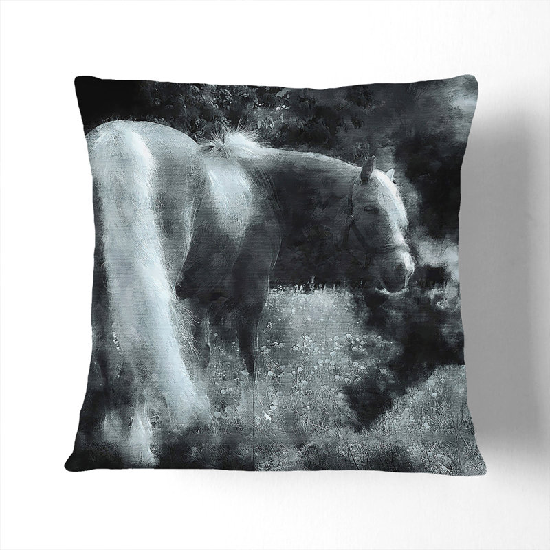 Lone Horse Square Throw Cushion, 40cm H x 40cm W x 15cm D