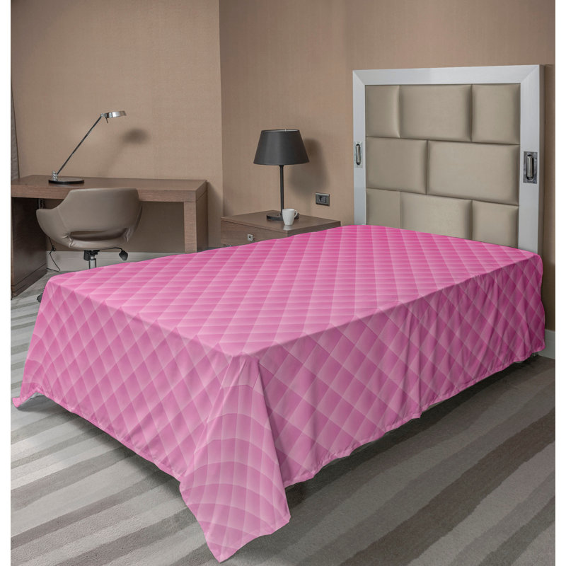Drap plat moderne de style bohème Ambesonne, Drap plat pour lit simple, Rose pastel / motif géométrique rosé