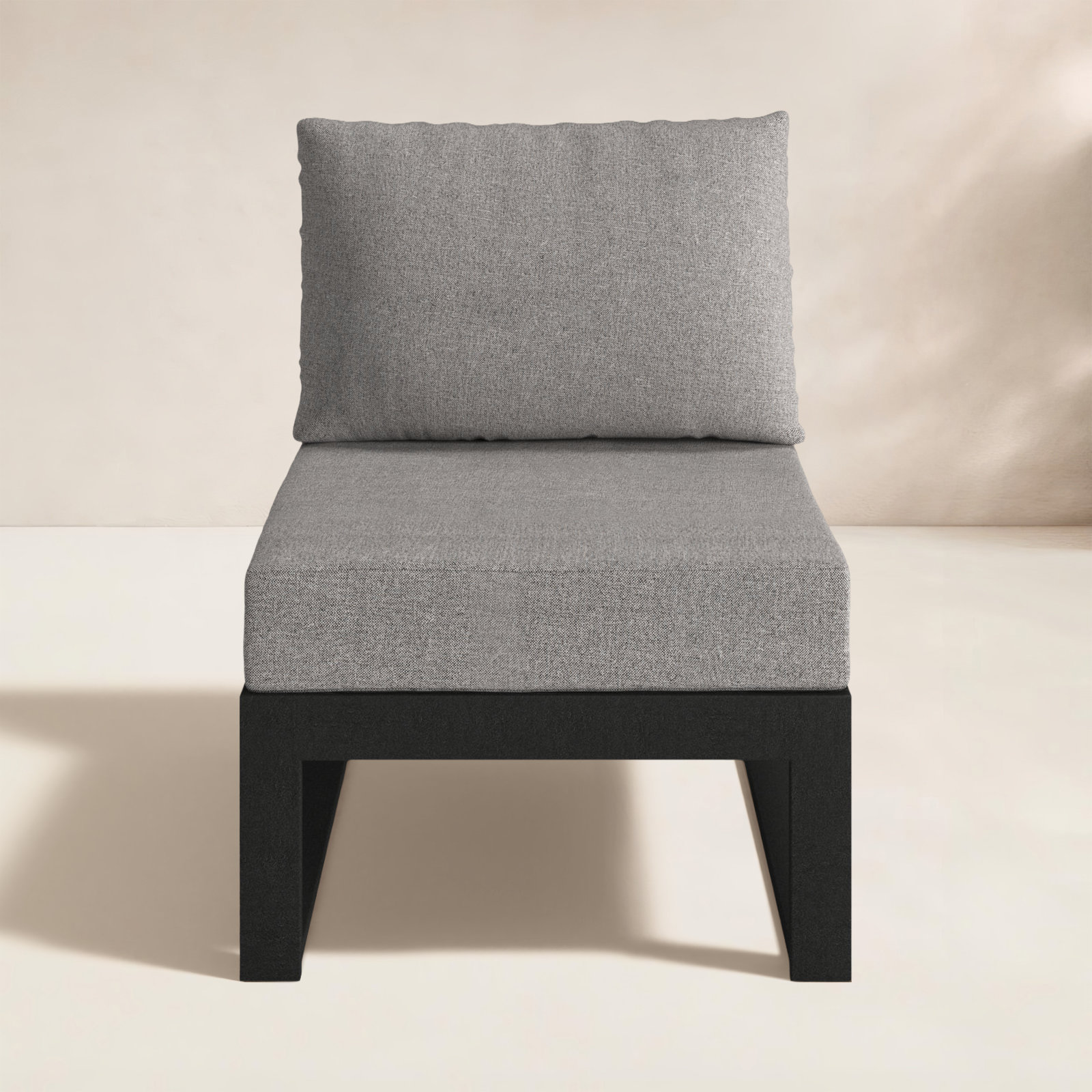 POLYWOOD® Edge Modular Armless Chair, Black, Grey Revolution®