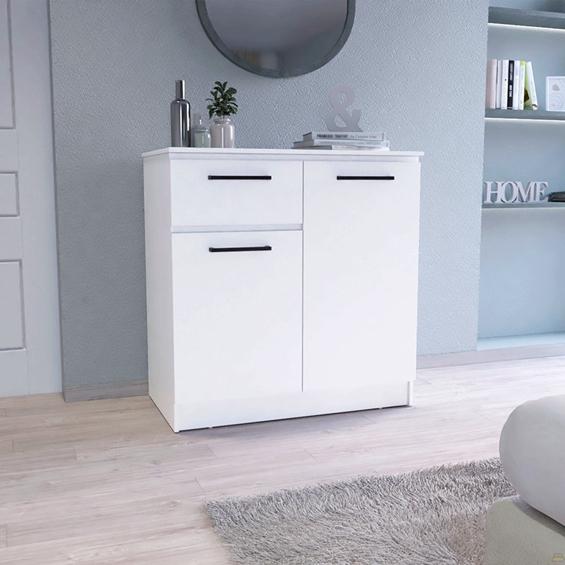 Commode Orleans à 2 portes et tiroir simple, blanc