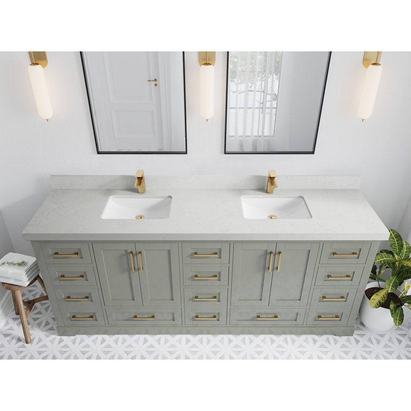 Ensemble de meuble-lavabo double 84 po Esin, Quartz de Carrare