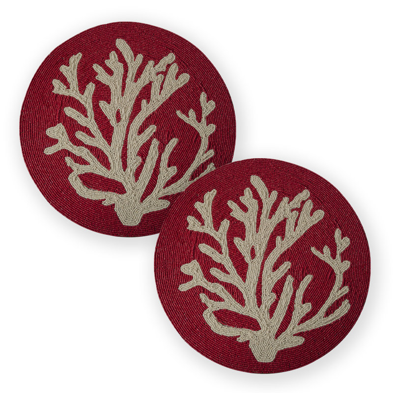 Ensemble de 2 napperons 14 po Cloverly, Rouge / Blanc