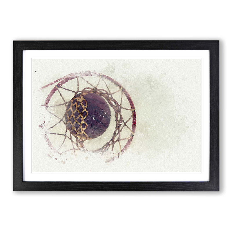 The Basketball Hoop in Abstract - Picture Frame Graphic Art Print, 48cm H x 65cm W x 2cm D, Black Framed