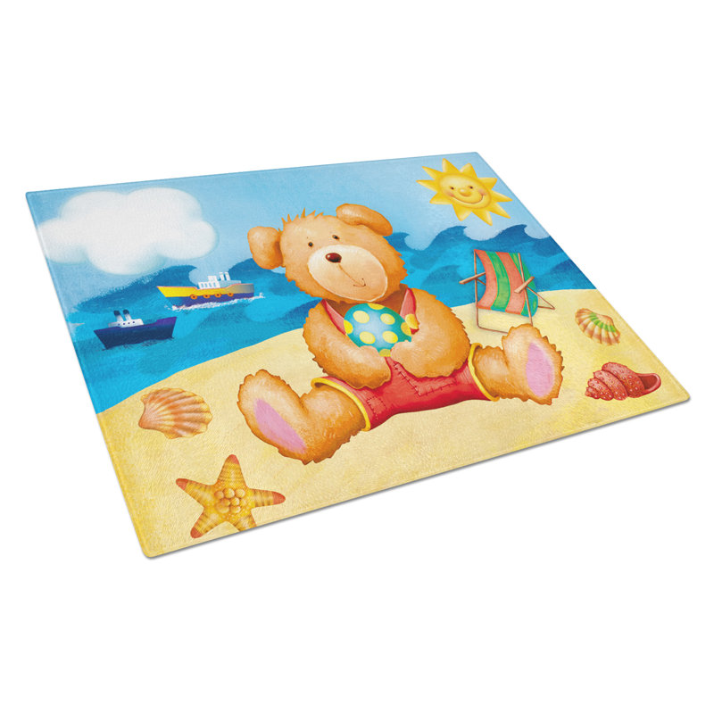 Teddy de verre trempé en verre trempé caroline sur la planche à découper de mer