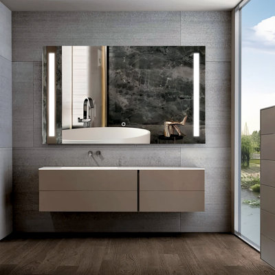 LED Frontlit Frameless Lighted Bathroom Vanity Mirror Wall Mirror, Tempered Glass, 3 Colors Temperature & Dimmable, with UL, RoHS, ETL & 3-Year Warranty