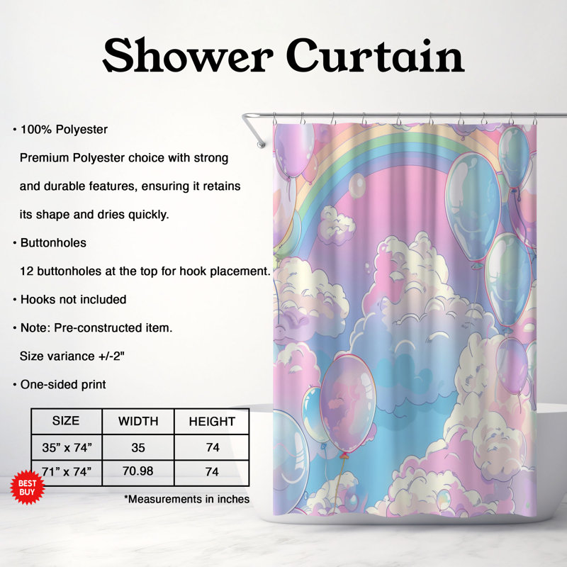 Balloon Symphony - Premium Shower Curtain, 74"H x 71"W