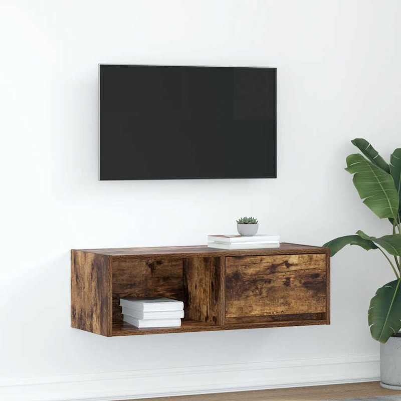 TV Cabinet 80X31x25.5 Cm Engineered Wood, 80 cm, Smoked Oak