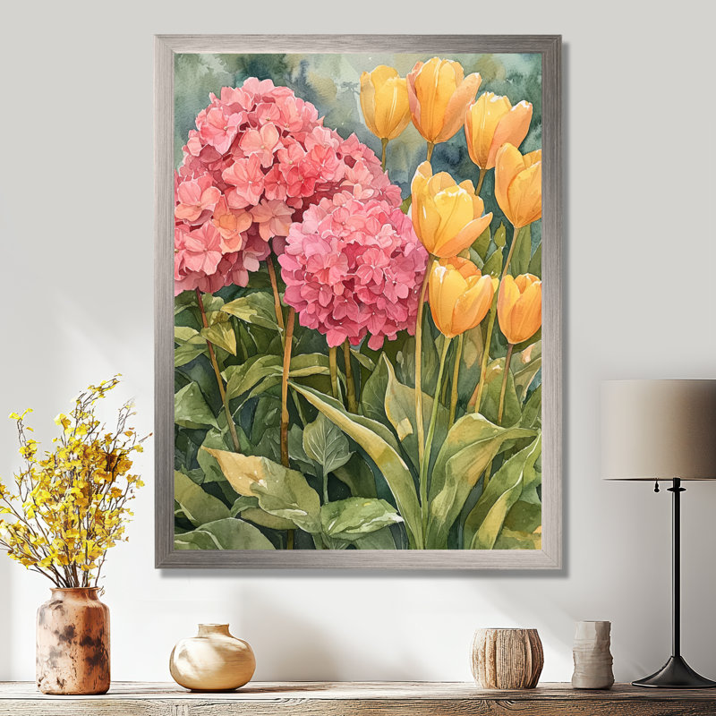Balnamore - impressions sur toile florales, Argent argent, H 32 po x l 24 po, Reproduction encadrée d'une seule photo