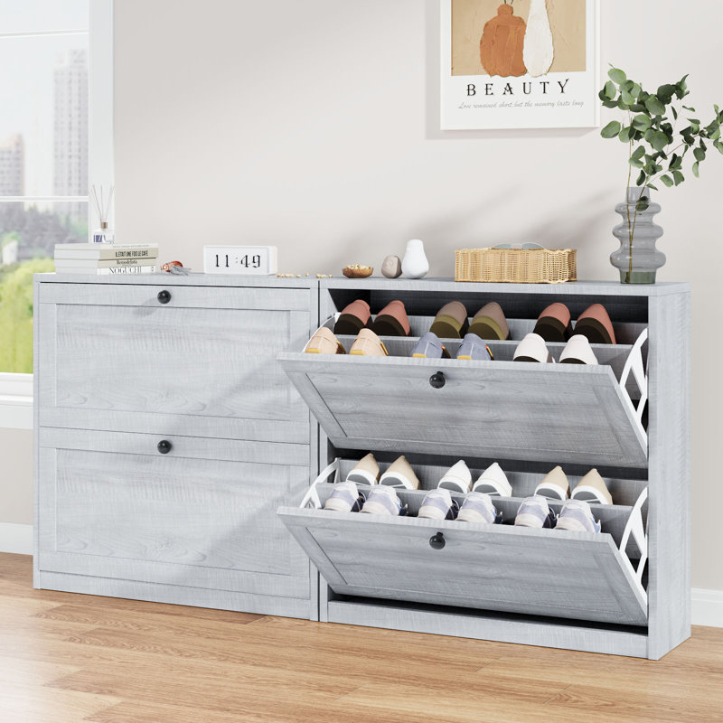 Whalan Shoe Storage Cabinet with 2 Flip Drawers, Freestanding Shoe Cabinet with Adjustable Shelf, for Entryway, Hallway, Living Room