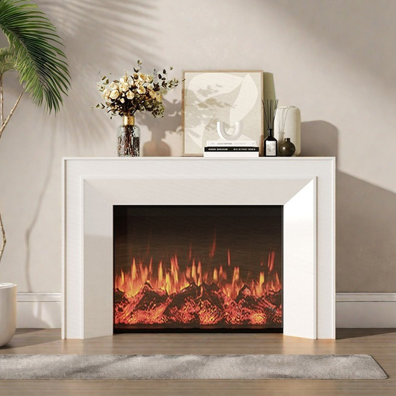 Elegant fireplace with eco-friendly wood frame, 39.37" H x 59.05" W x 12.59" D