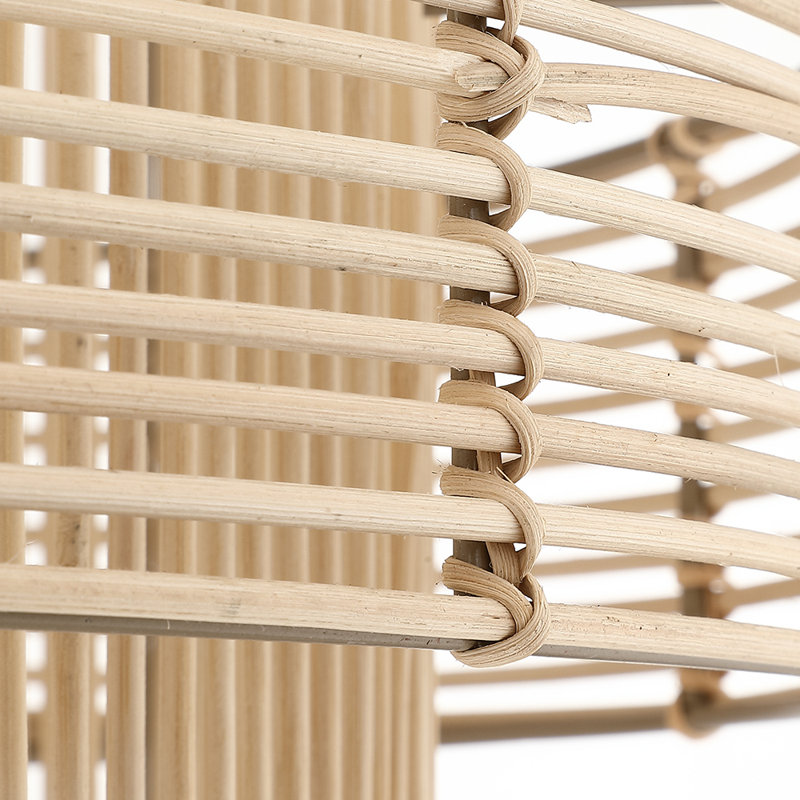 Lustre bohème moderne en laiton 4 lumières Gimlet 22 po avec abat-jour en rotin naturel, Beige