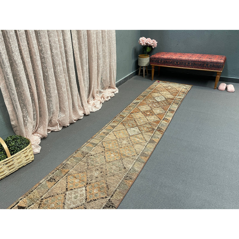 Tapis de couloir classique en laine 25,6 x 144,1 pouces beige