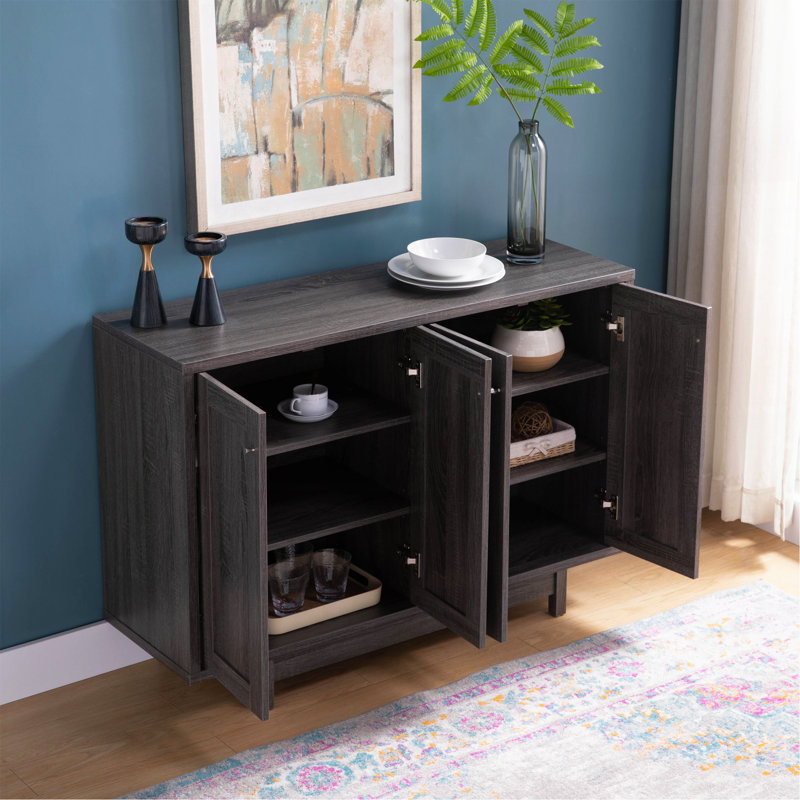 Armoire de rangement avec portes et tablettes, idéale pour la cuisine, la salle à manger et le couloir