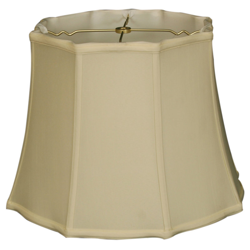Abat-jour cloche en soie/chantoung (araignée), Blanc / Blanc cassé, H 10,5 po x l 14 po x P 14 po