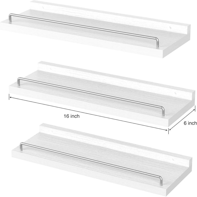 Tablette flottante en bois 3 pièces Talissa, Blanc / Gris