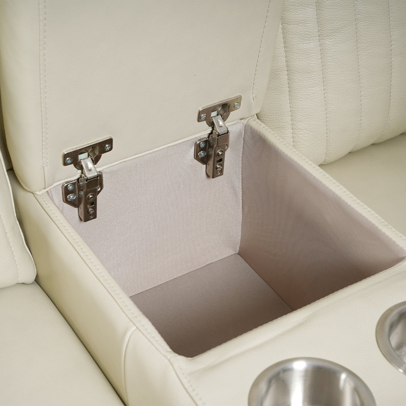 Canapé inclinable en cuir Liudgardas, Cuir véritable crème