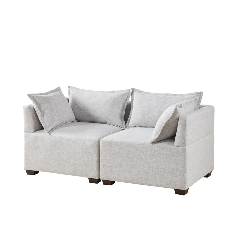 Canapé modulaire 2 pièces Molly, Polyester gris argent