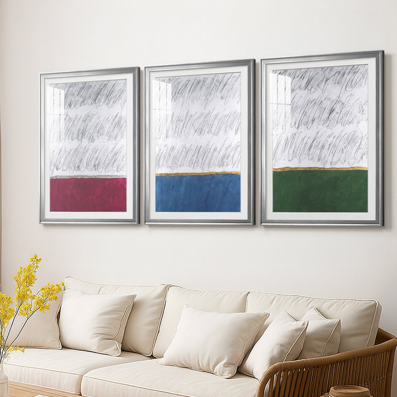 Chroma Tract I - Impression sur mesure encadrée de qualité supérieure - 3 pièces, H 30 po x l 63 po