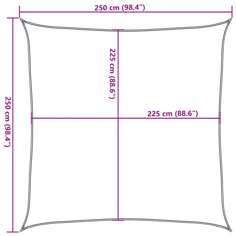 Pesotum 2.5m x 2.5m Square Shade Sail, Blue
