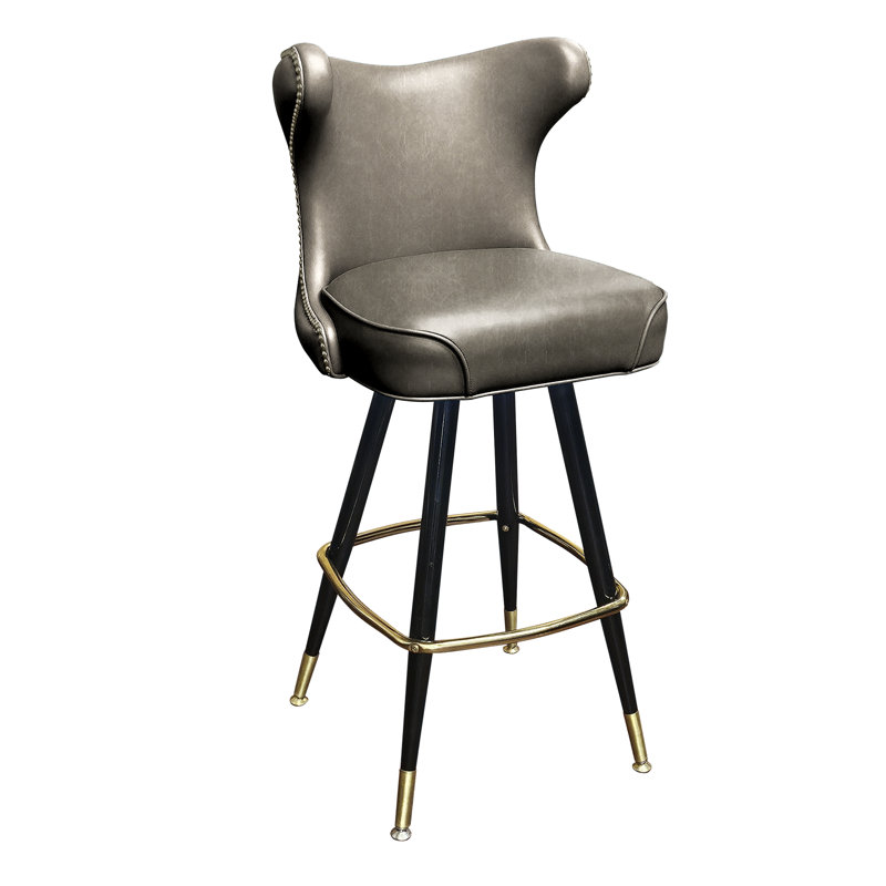 Tabouret de bar pivotant à boutons touffeté Cowboy, Gris