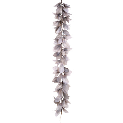 82" Faux Gray Magnolia Leaf Decorative Garland