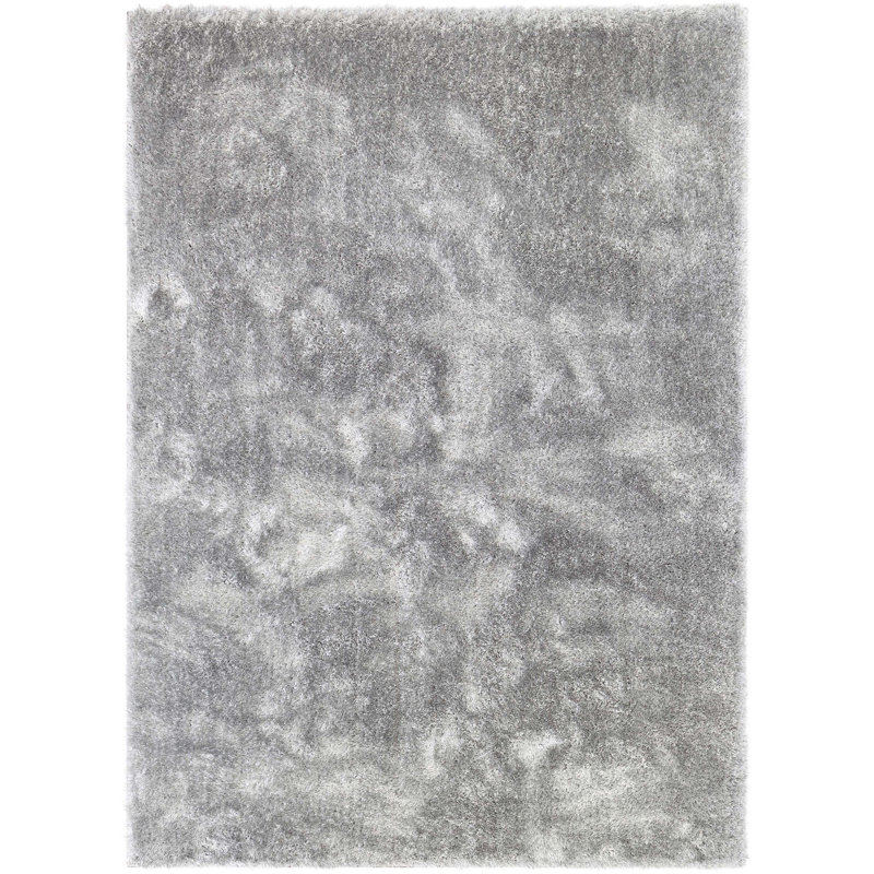 Mcclain Silver/Grey Shag Soft Area Rug, Rectangle 5'3" x 7'3"