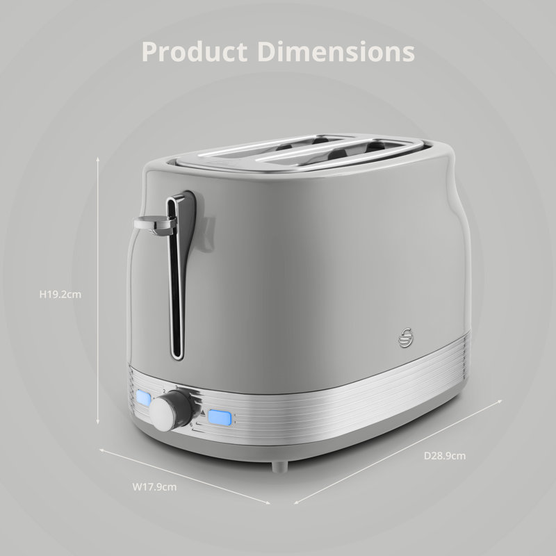 Swan Retro 2 Slice Toaster with 6 Browning Levels for Toast, Bagels, Breakfast Muffins, Defrost/Reheat/Cancel Functions, Hidden Cord Storage, Non-Slip Feet, 930W