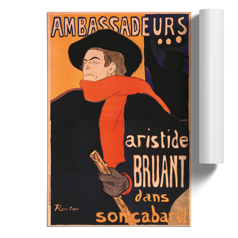 Aristide Bruant by Henri de Toulouse Lautrec - Frameless Print, 59cm H x 42cm W x 0.1cm D