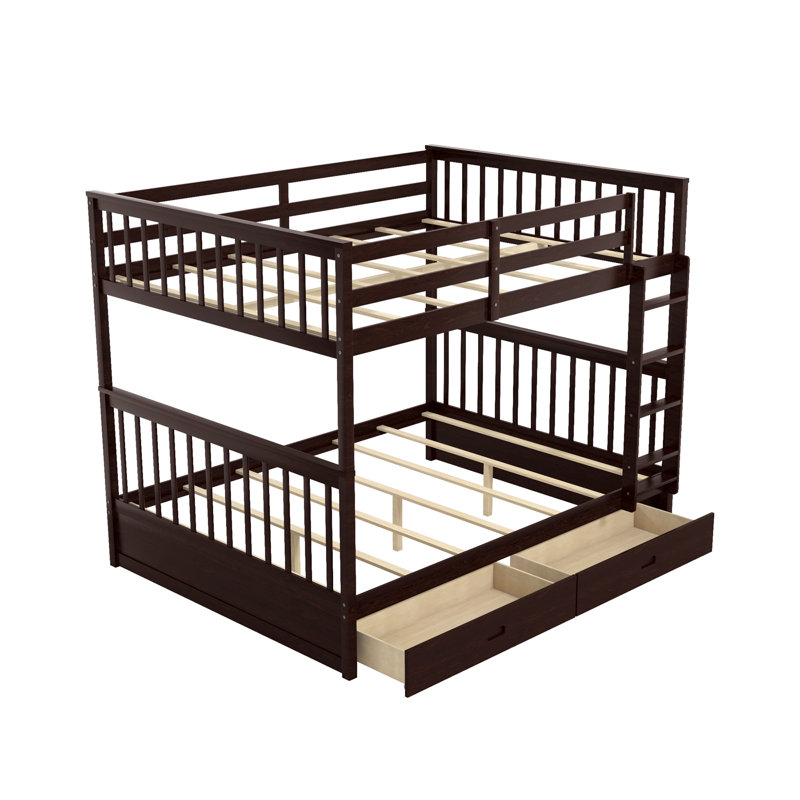 Ermagene Kids Full Over Full Bunk Bed, Espresso