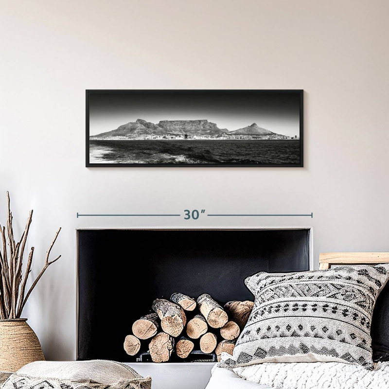 Table Table - Cape Town - noir et blanc, Cadre flottant noir, 28 po x 10 po