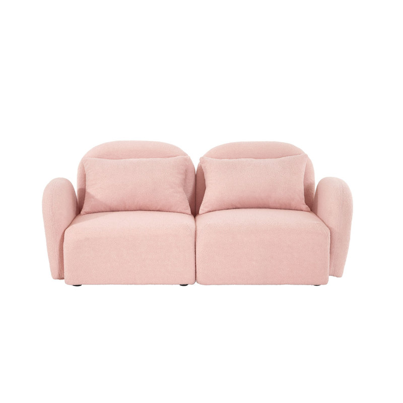 Upholstered Sofa, 28.3" H x 36" W x 34.2" D, Pink 100% Polyester