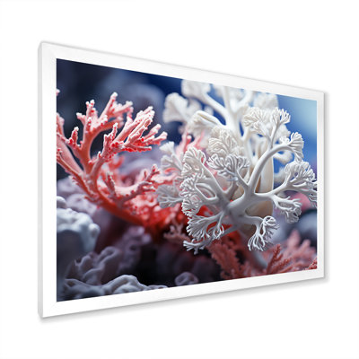 Corail blanc et anémones dansantes sur toile