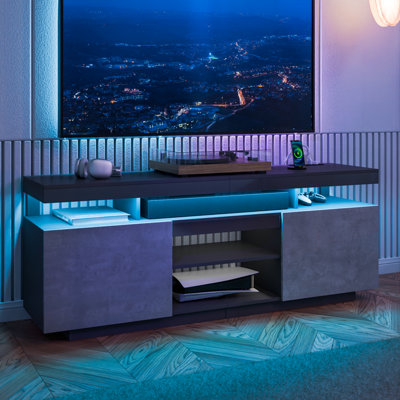 Chappa 63.78'' TV Stand for TVs up to 70", Modern Media Console with Outlet and RGB LED Light
