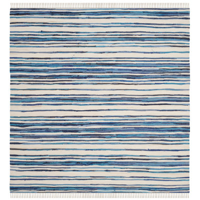 Brogun Handwoven Cotton Ivory/Blue Area Rug