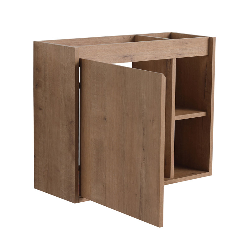 24'' Wall-Mounted Bathroom Vanity With White Ceramic Sink & Soft-Close Door, KD-Packing