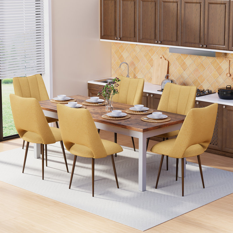 Chaises de salle à manger rembourrées, chaise de cuisine d'appoint en sherpa, 6, Jaune