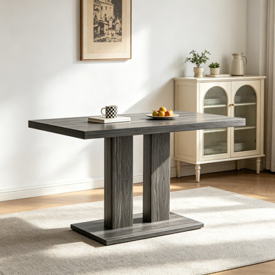 Modern 46" Dining Table, Rectangular Kitchen Table With Oak Finish, Compact Dining Room Table For 4, Sturdy Construction For Home, Apartment, Small Spaces Dark Gray Wood