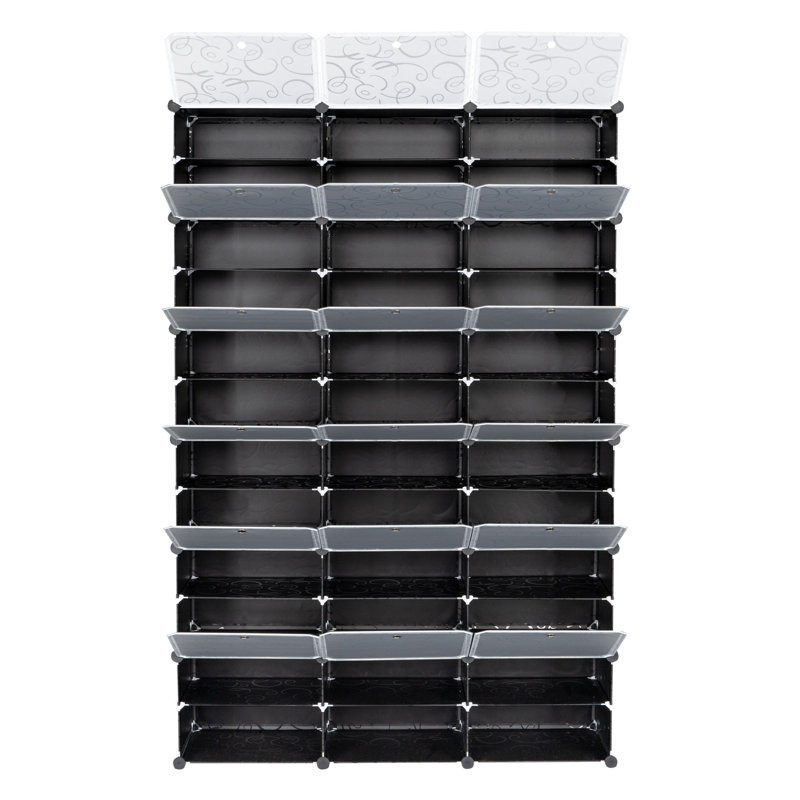 Armoire de rangement empilable pour chaussures, 72 paires (H 72 po x l 47,25 po x P 12 po), Noir