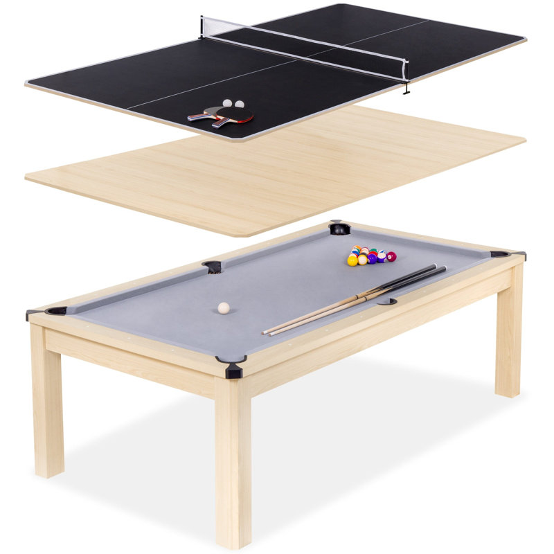 Ensemble de table de billard multi-jeux 3 en 1 avec plateau de salle à manger et tennis de table Gosports - inclus, 7 pi, beige
