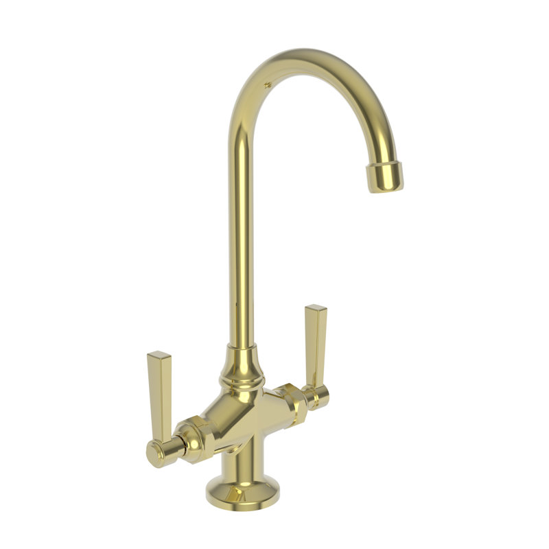 Miro Double Handle Bar Faucet, Uncoated Polished Brass (Living, non-returnable)
