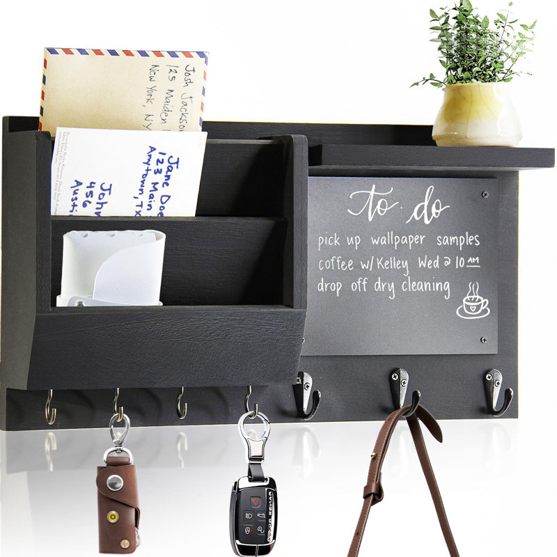 Porte-clés pour mur - Porte-courrier organisateur mural avec tablette - Porte-clés à suspendre avec crochets décoratifs pour la maison Manteau à lettre Chien en laisse