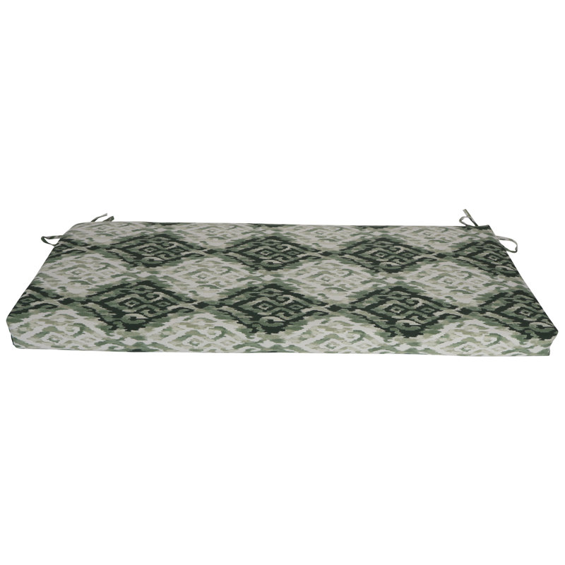 Outdoor Bench Cushion, 54" W x 19" D, Green/Lakat Mineral Abstract